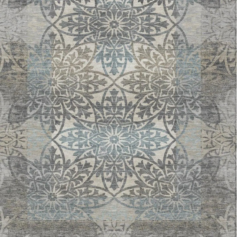 3' X 5' Gray And Silver Oriental Washable Indoor Outdoor Area Rug Homeroots Outdoor