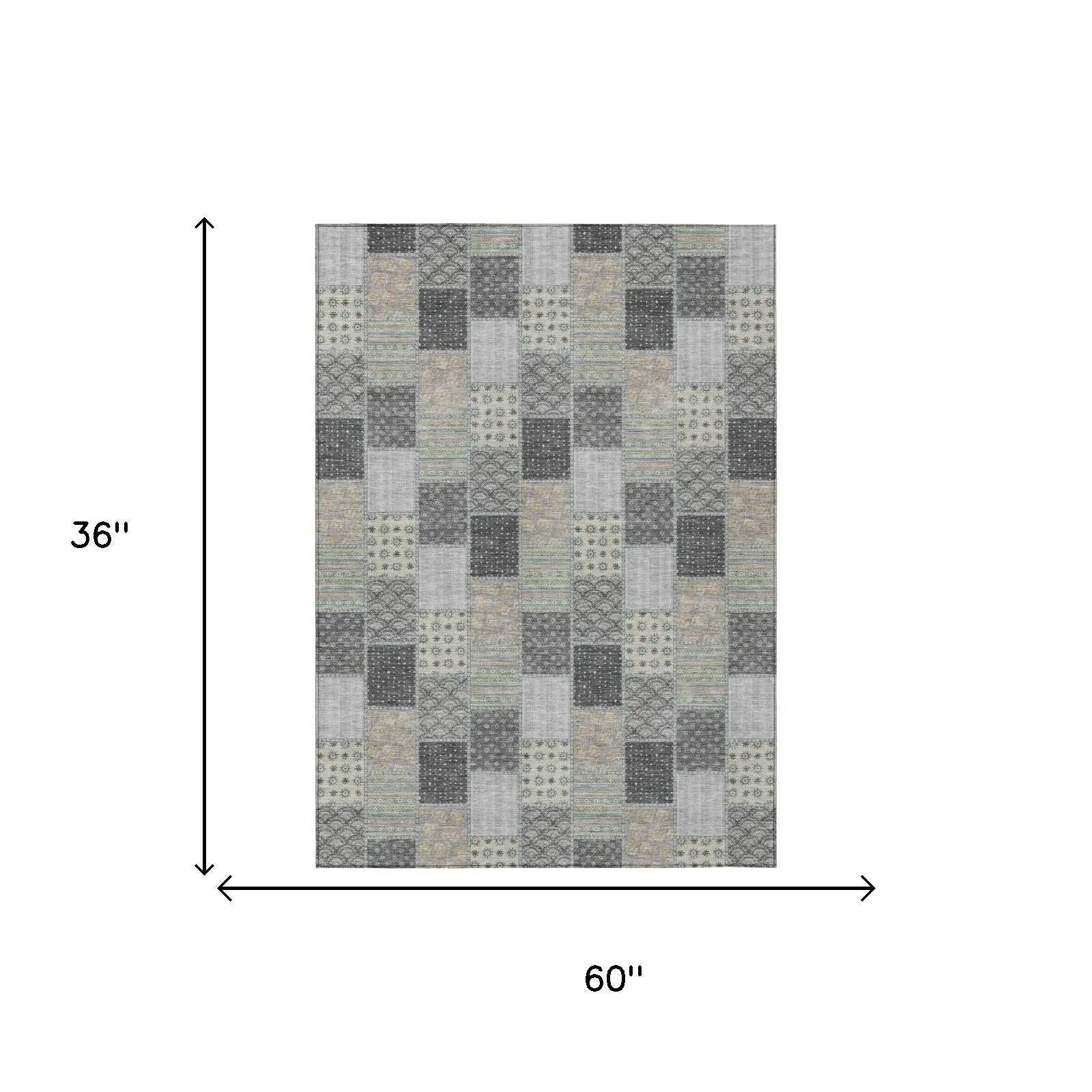 3' X 5' Gray And Silver Patchwork Washable Indoor Outdoor Area Rug Homeroots Outdoor
