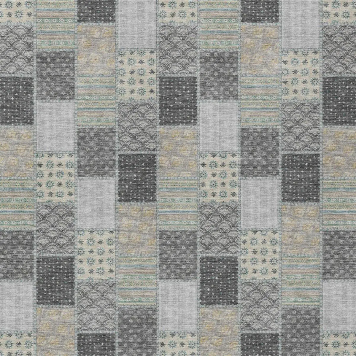 3' X 5' Gray And Silver Patchwork Washable Indoor Outdoor Area Rug Homeroots Outdoor