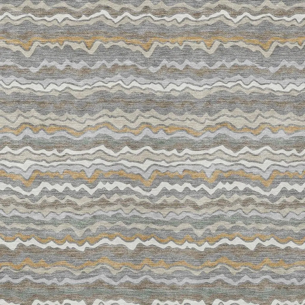 3' X 5' Gray And Silver Striped Washable Indoor Outdoor Area Rug Homeroots Outdoor