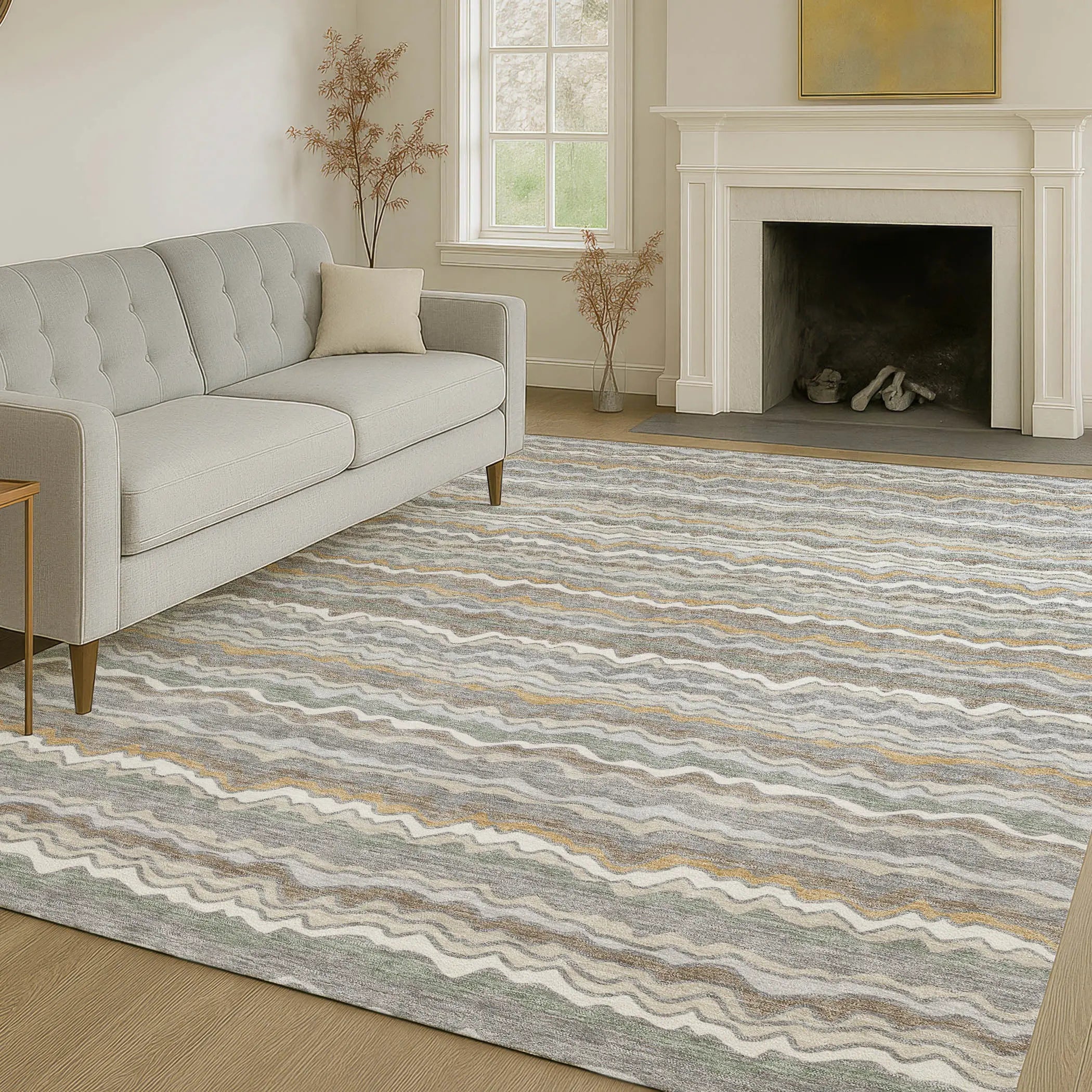 3' X 5' Gray And Silver Striped Washable Indoor Outdoor Area Rug Homeroots Outdoor