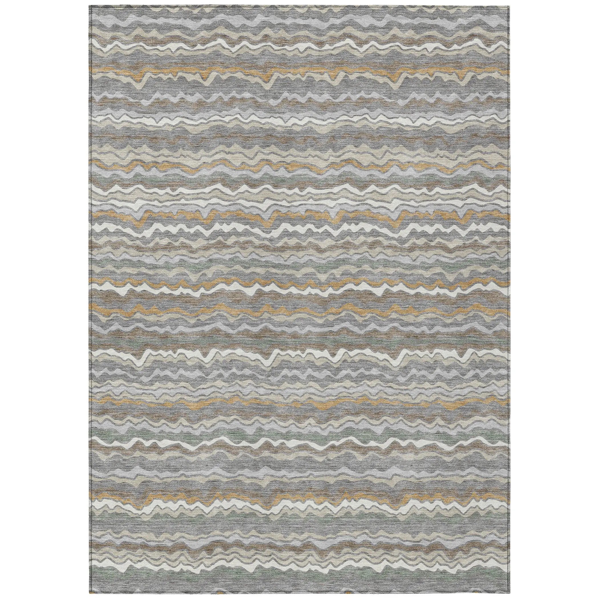 3' X 5' Gray And Silver Striped Washable Indoor Outdoor Area Rug Homeroots Outdoor