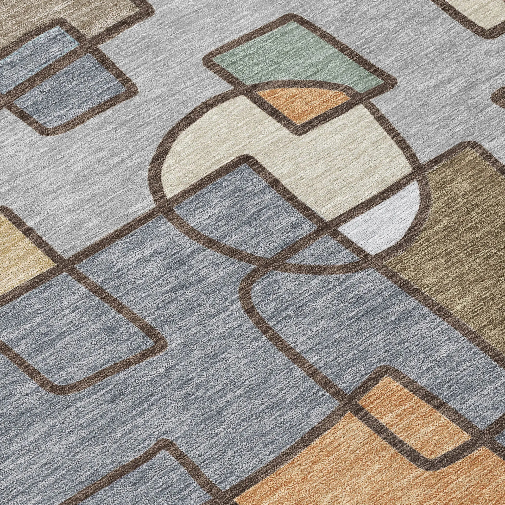 3' X 5' Gray And Sky Blue Geometric Washable Indoor Outdoor Area Rug Homeroots Outdoor