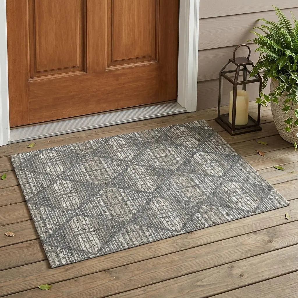 3' X 5' Gray And Taupe Geometric Washable Indoor Outdoor Area Rug Homeroots Outdoor