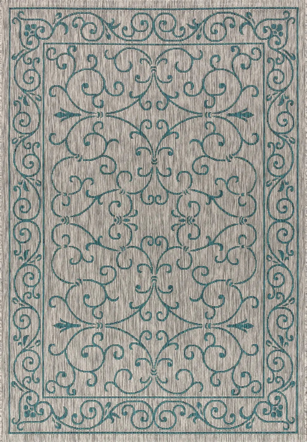 3' X 5' Gray And Teal Blue Medallion Indoor Outdoor Area Rug Homeroots Outdoor