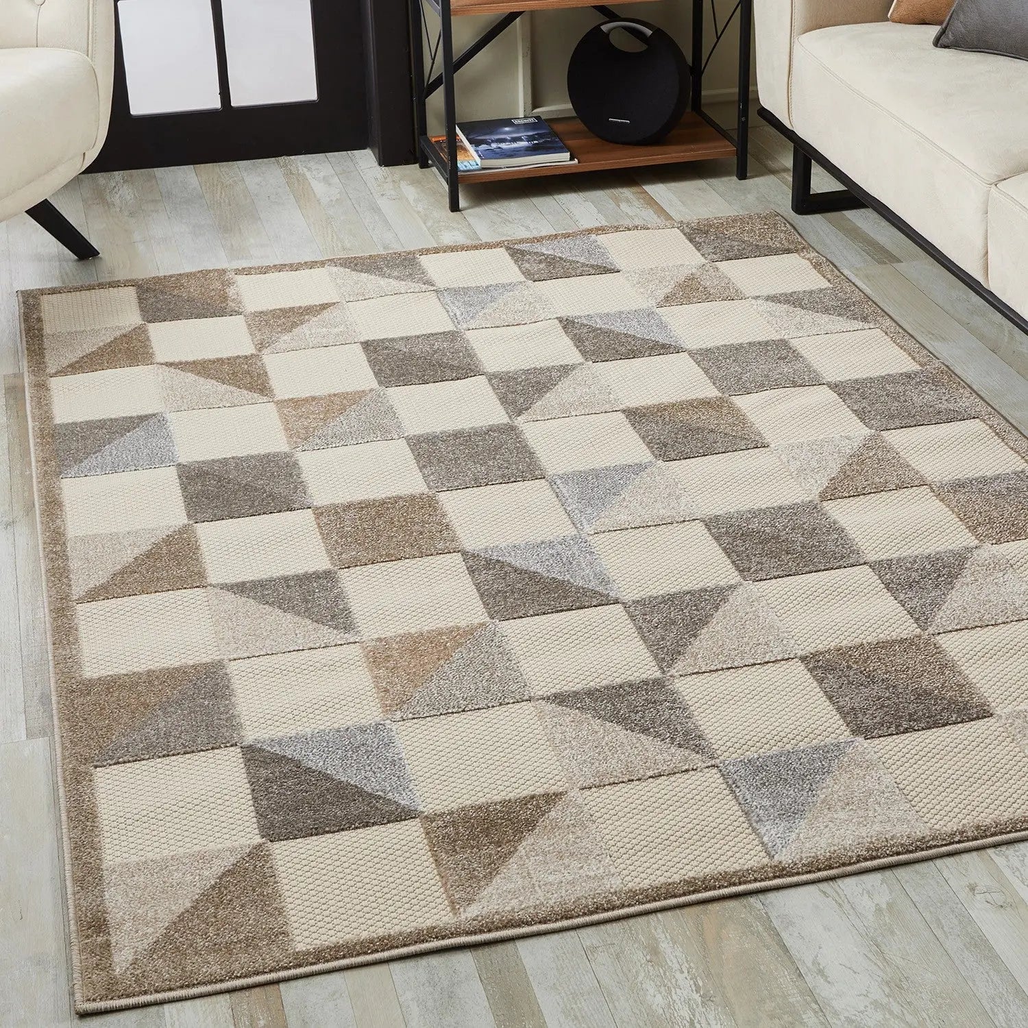 3' X 5' Gray Geometric Stain Resistant Indoor Outdoor Area Rug Homeroots Outdoor
