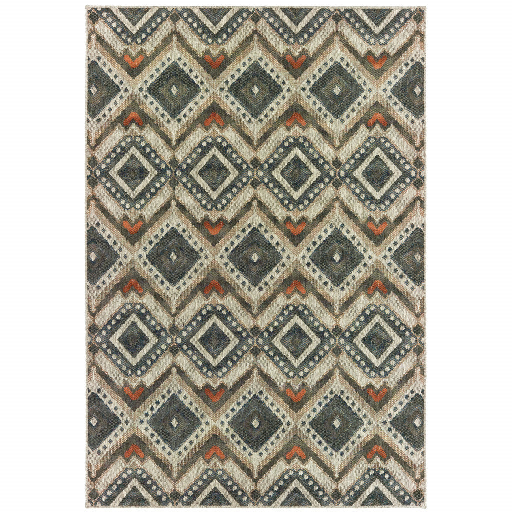 3' X 5' Gray Geometric Stain Resistant Indoor Outdoor Area Rug Homeroots Outdoor