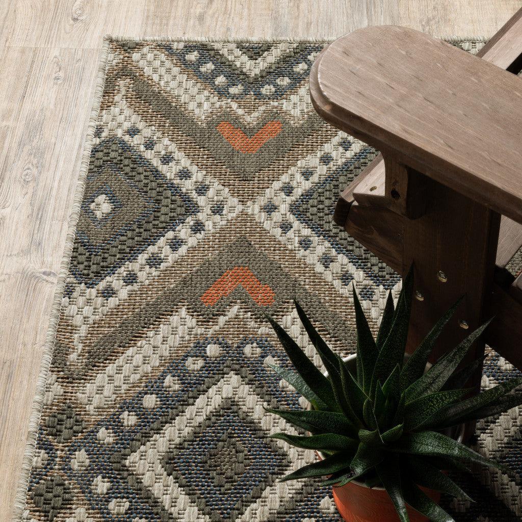 3' X 5' Gray Geometric Stain Resistant Indoor Outdoor Area Rug Homeroots Outdoor