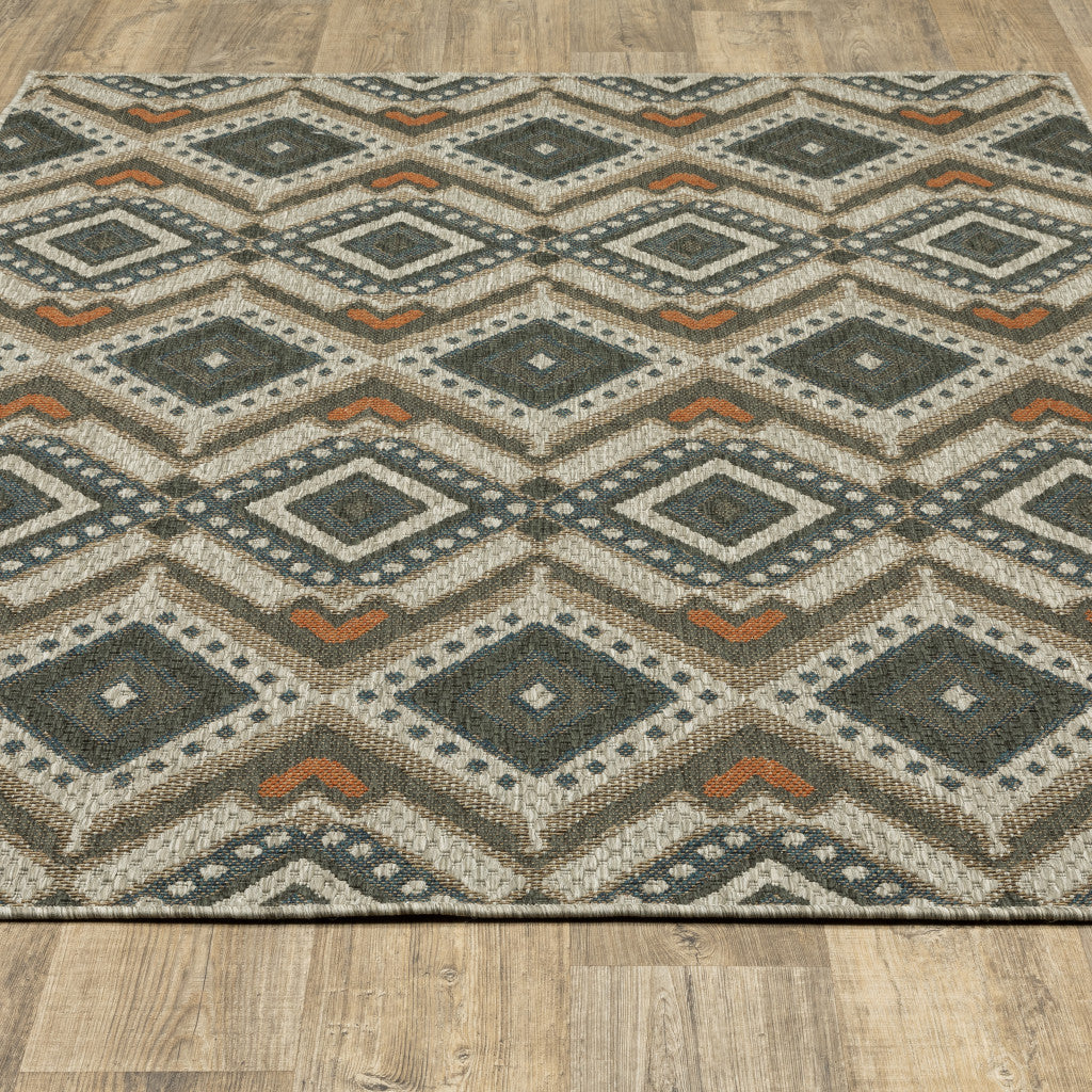 3' X 5' Gray Geometric Stain Resistant Indoor Outdoor Area Rug Homeroots Outdoor