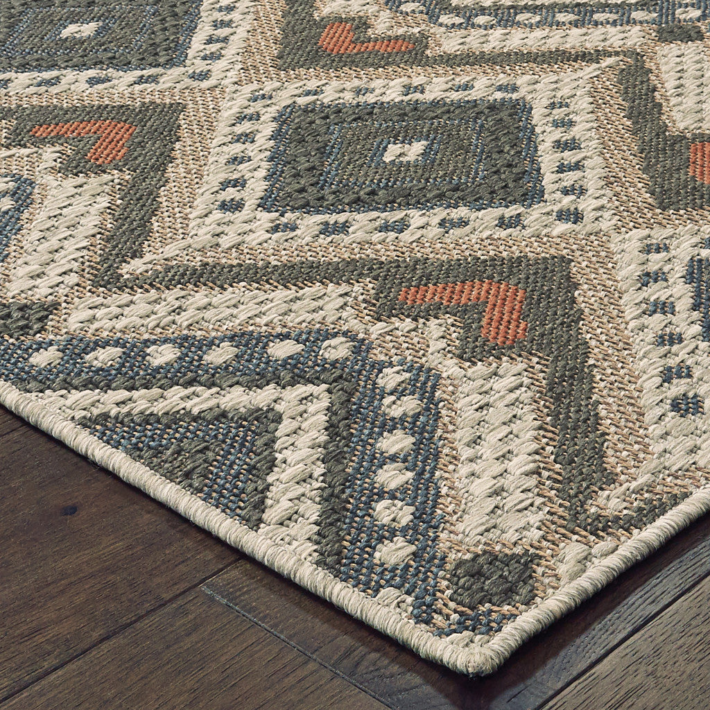 3' X 5' Gray Geometric Stain Resistant Indoor Outdoor Area Rug Homeroots Outdoor