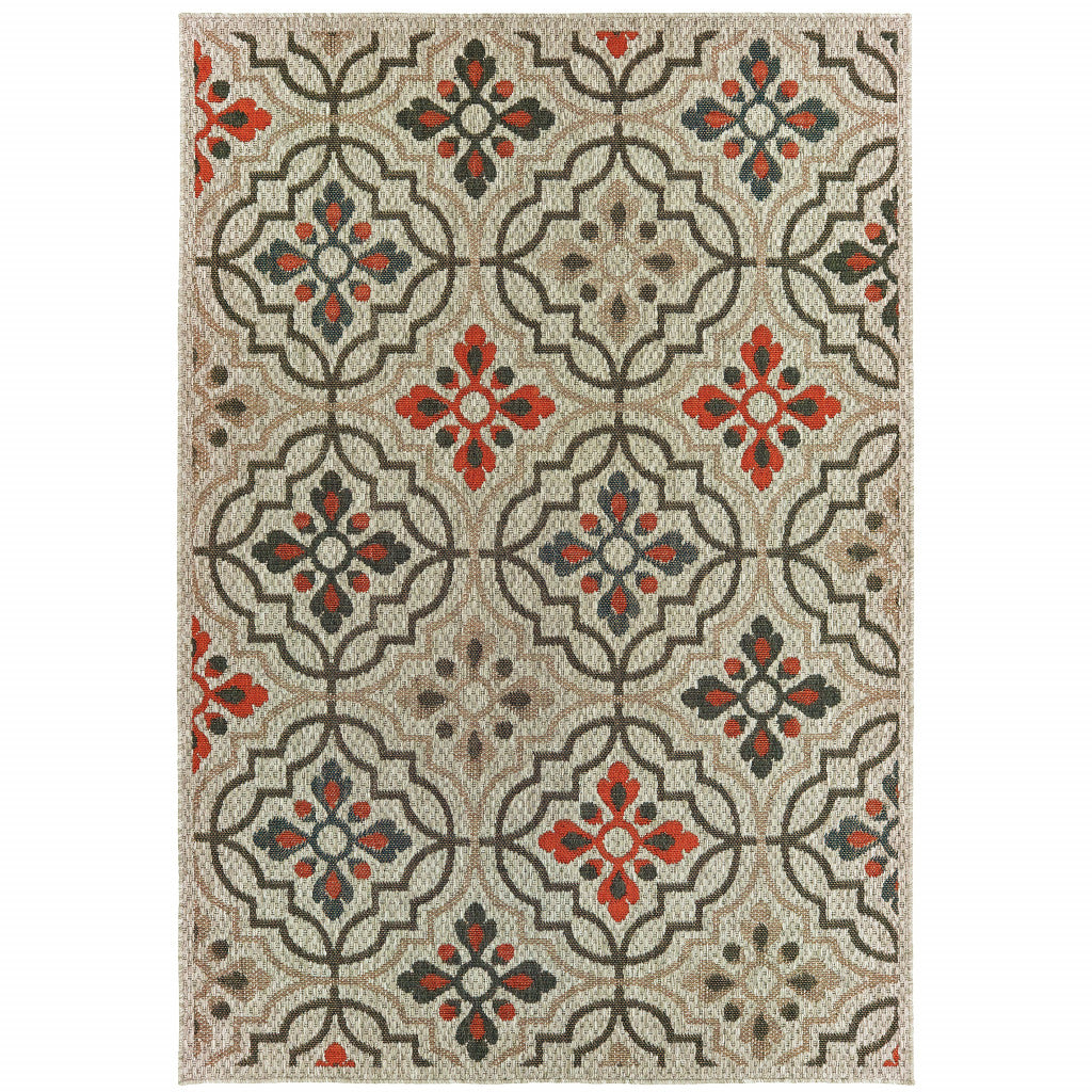 3' X 5' Gray Geometric Stain Resistant Indoor Outdoor Area Rug Homeroots Outdoor