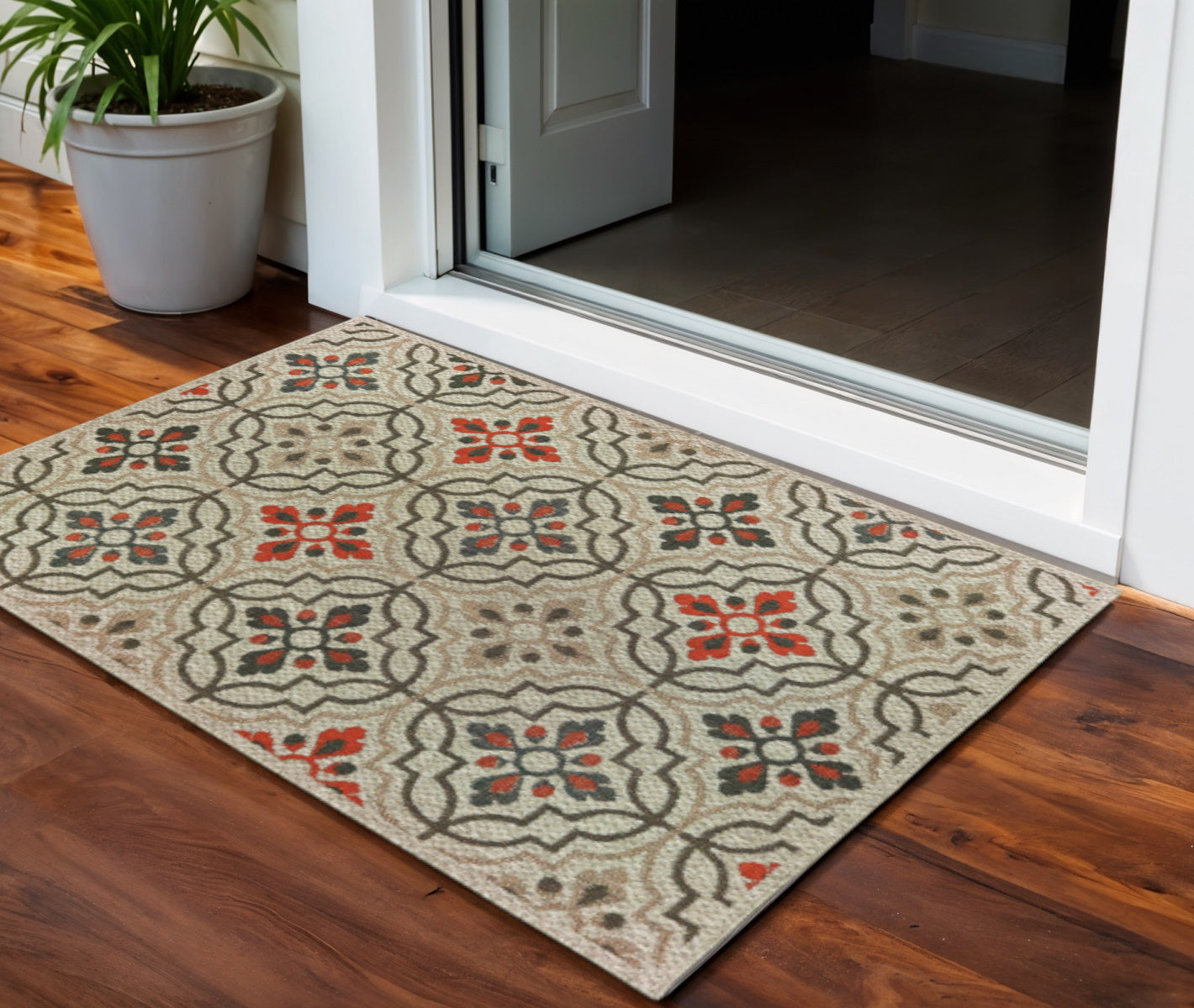 3' X 5' Gray Geometric Stain Resistant Indoor Outdoor Area Rug Homeroots Outdoor