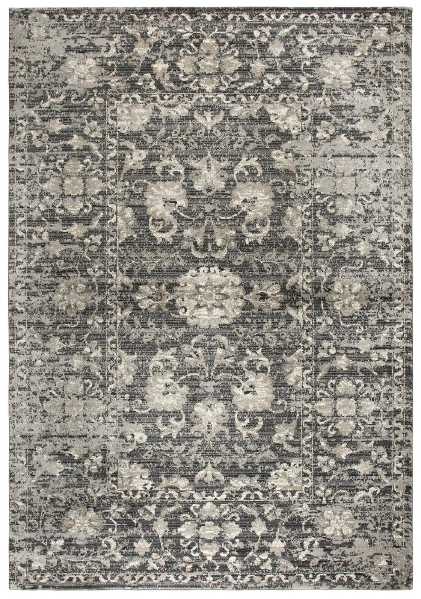 3' X 5' Gray Taupe Dark Gray Tan Ivory And Black Oriental Area Rug Homeroots Home Decor