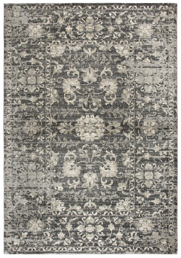 3' X 5' Gray Taupe Dark Gray Tan Ivory And Black Oriental Area Rug Homeroots Home Decor