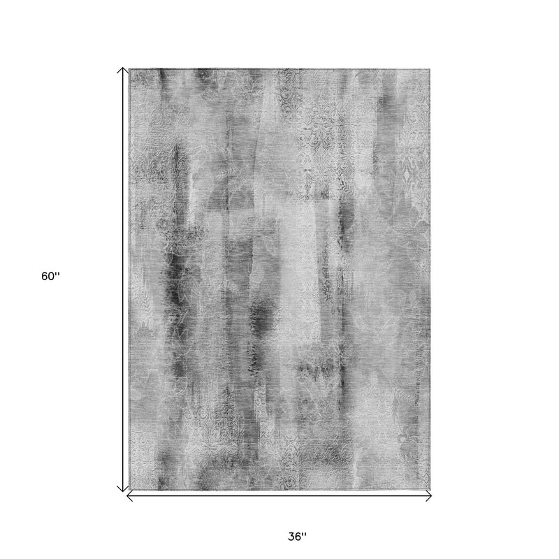 3' X 5' Gray Washable Non Skid Indoor Outdoor Area Rug Homeroots Outdoor