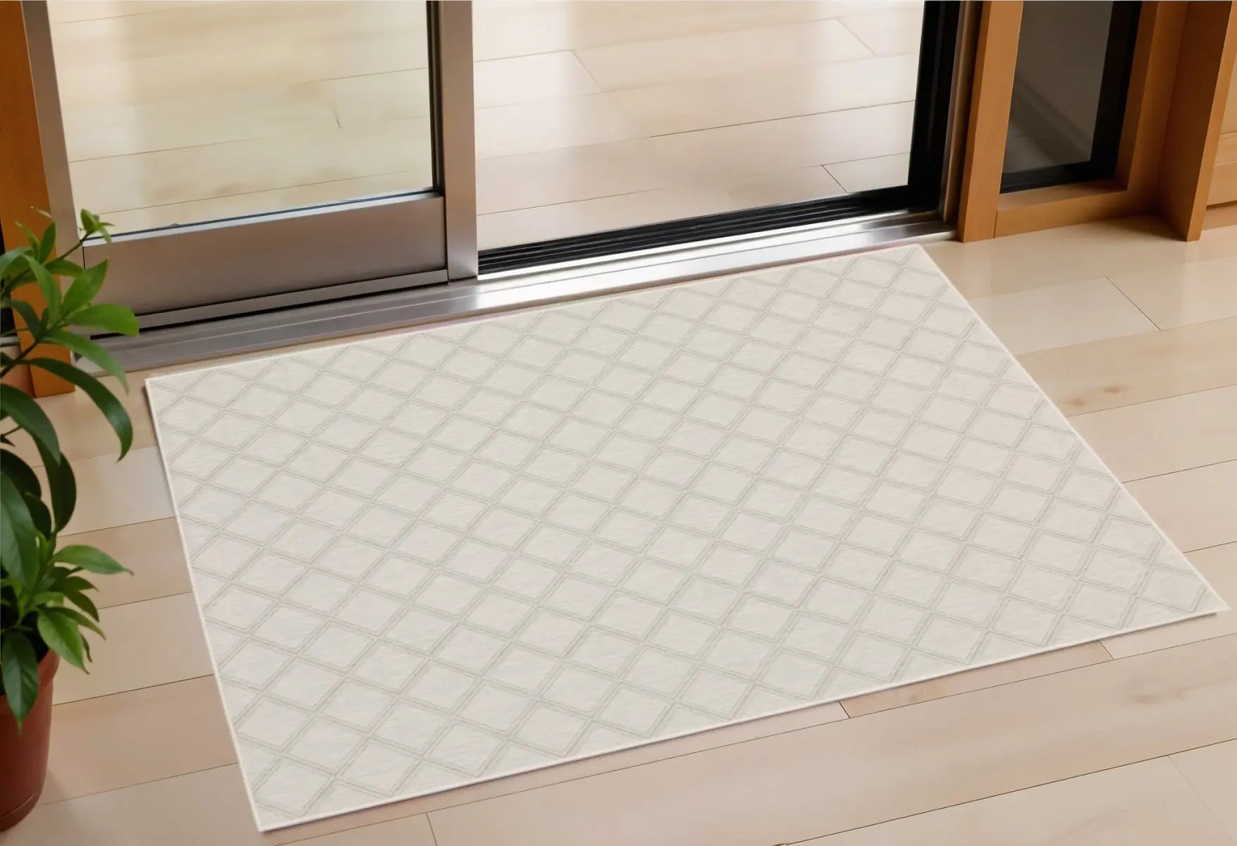 3' X 5' Gray and Ivory Geometric Stain Resistant Indoor Outdoor Area Rug Homeroots Outdoor