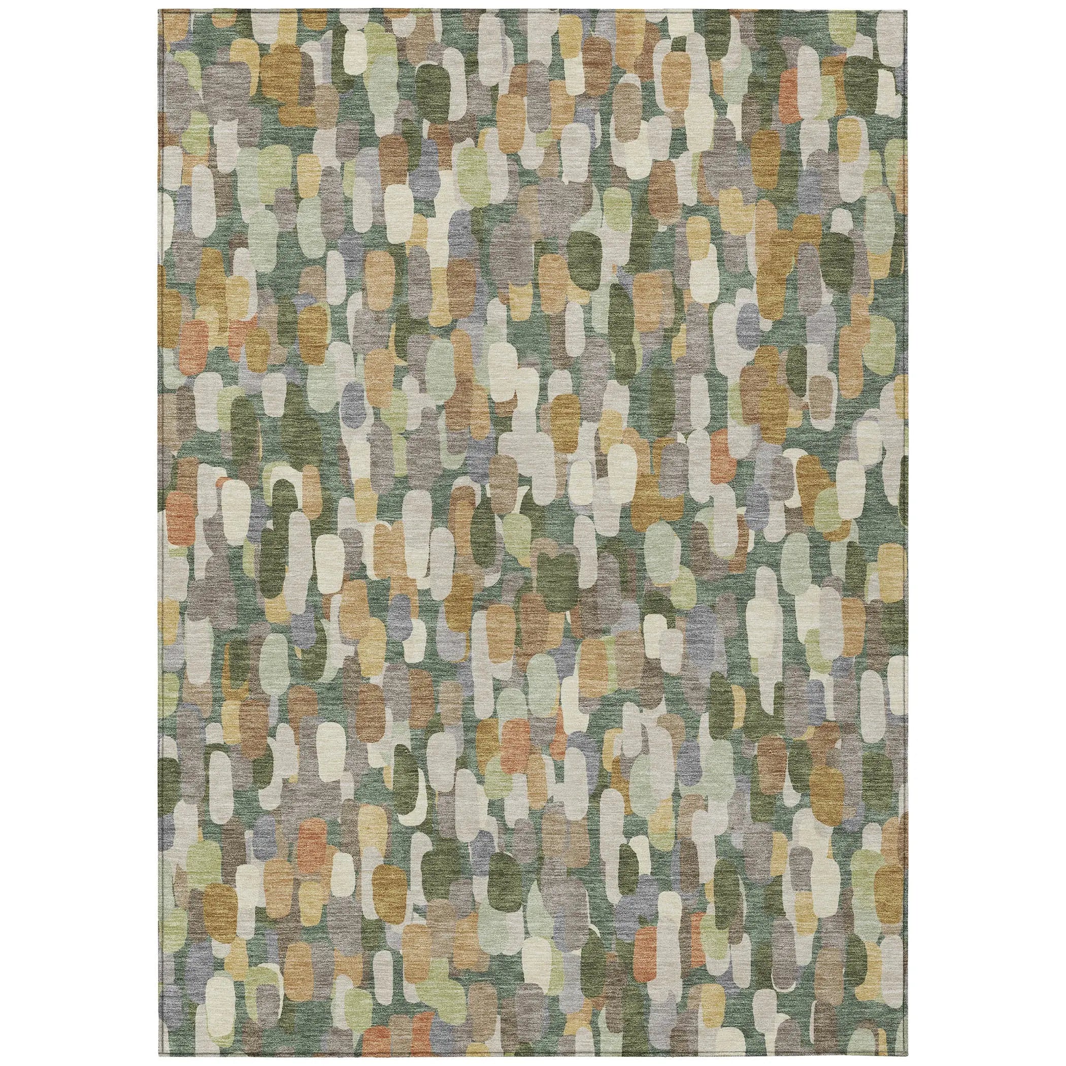 3' X 5' Green And Beige Abstract Washable Indoor Outdoor Area Rug Homeroots Outdoor