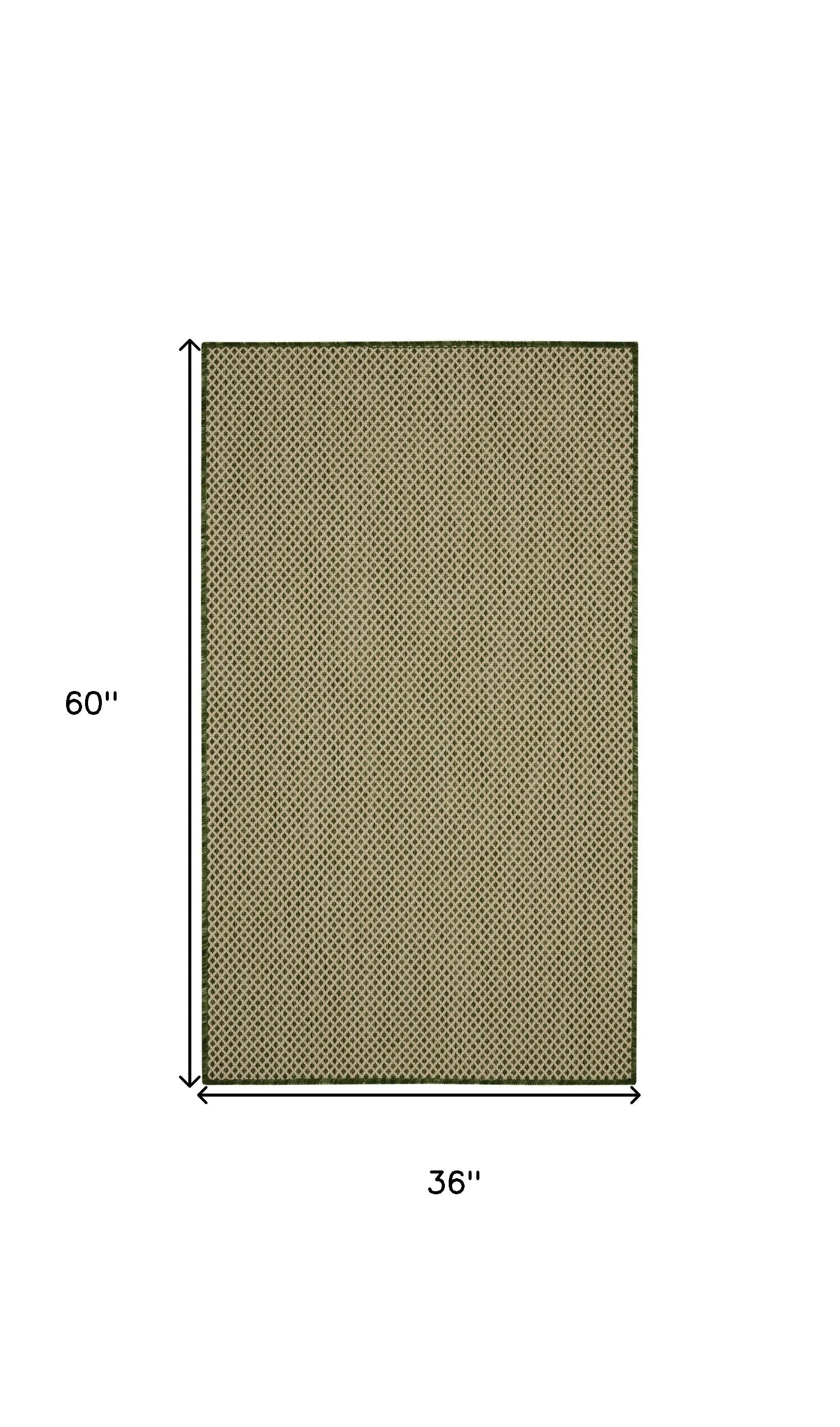 3' X 5' Green And Beige Geometric Indoor Outdoor Area Rug Homeroots Outdoor