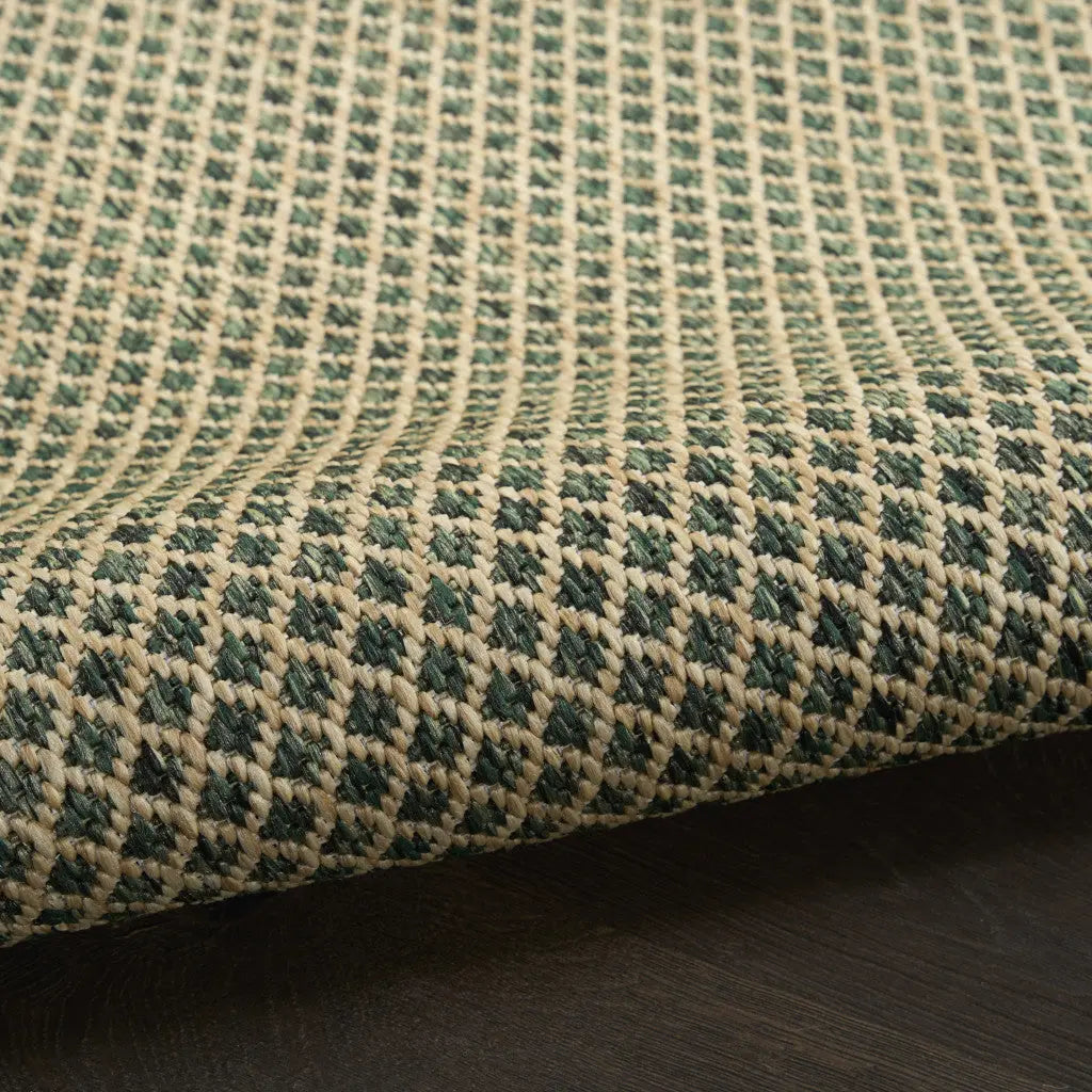 3' X 5' Green And Beige Geometric Indoor Outdoor Area Rug Homeroots Outdoor