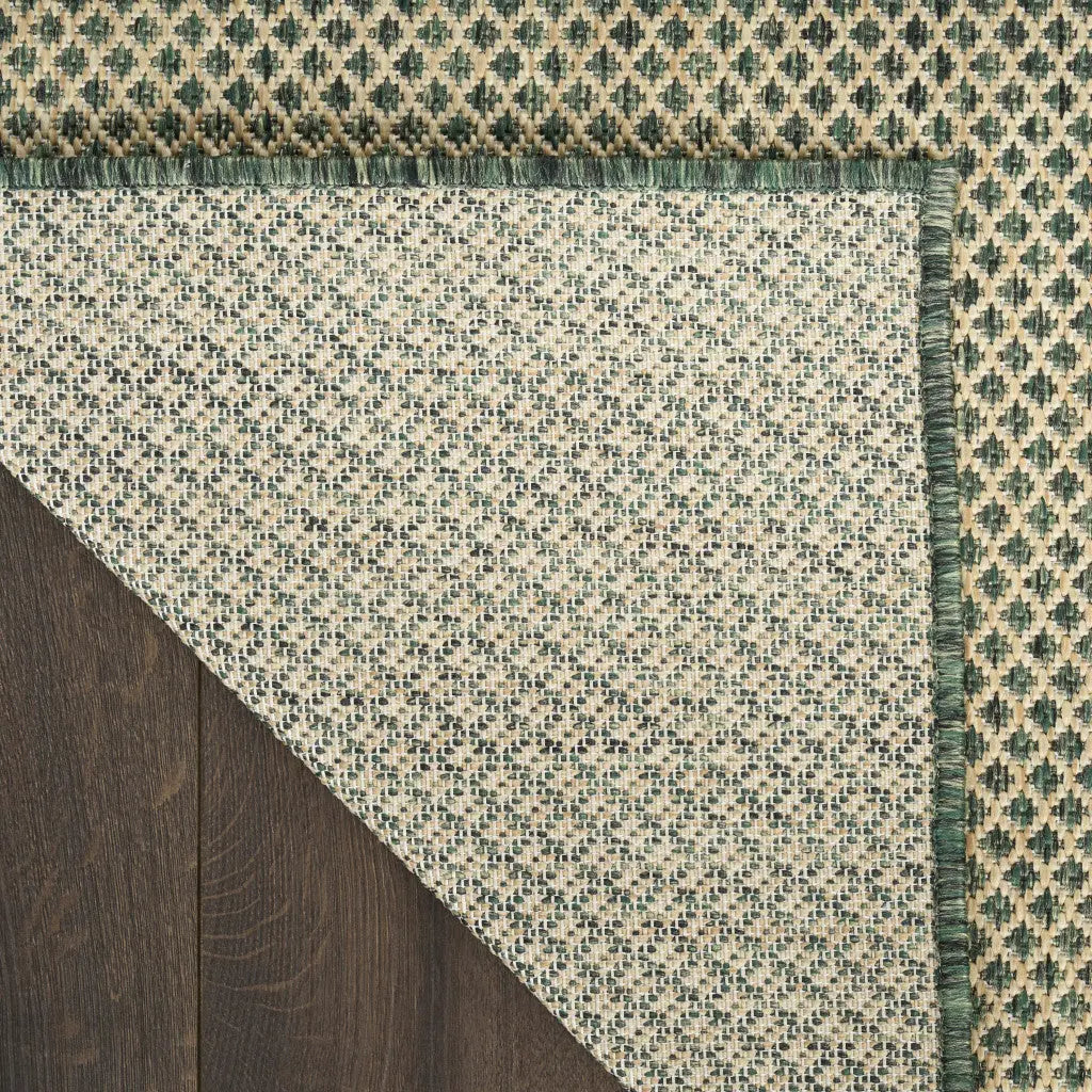 3' X 5' Green And Beige Geometric Indoor Outdoor Area Rug Homeroots Outdoor