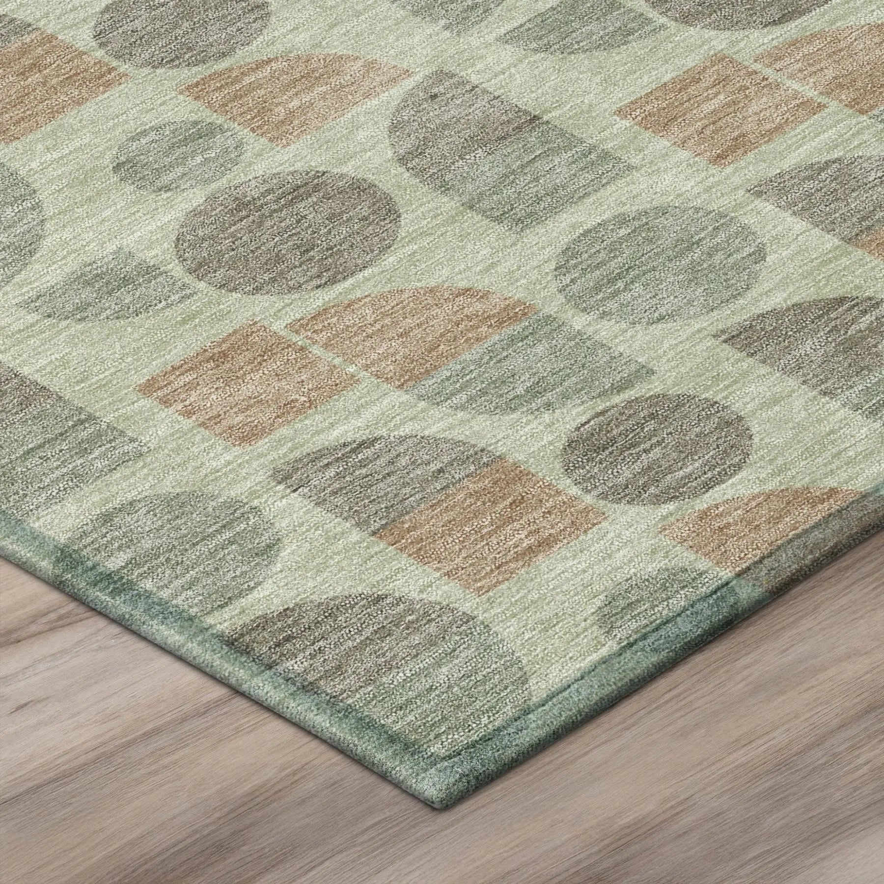 3' X 5' Green And Beige Geometric Washable Indoor Outdoor Area Rug Homeroots Outdoor
