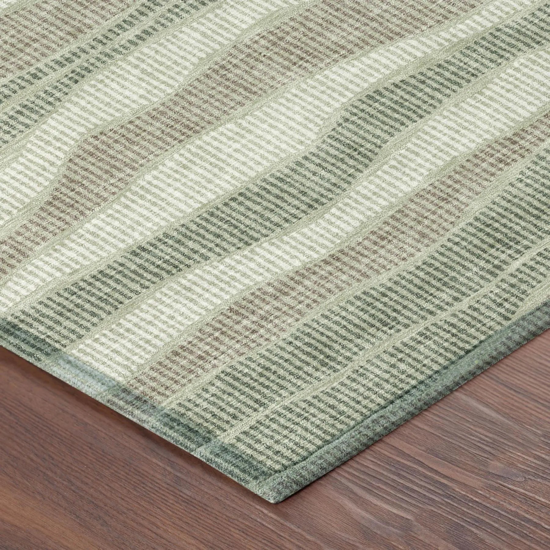 3' X 5' Green And Beige Striped Washable Indoor Outdoor Area Rug Homeroots Outdoor