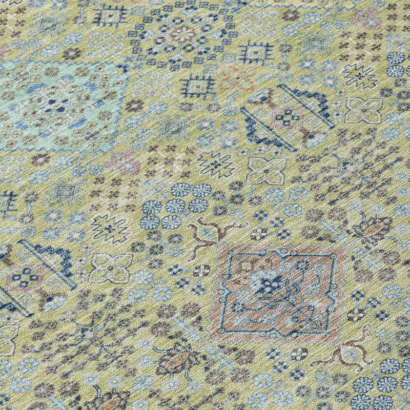 3' X 5' Green And Blue Oriental Washable Indoor Outdoor Area Rug Homeroots Outdoor