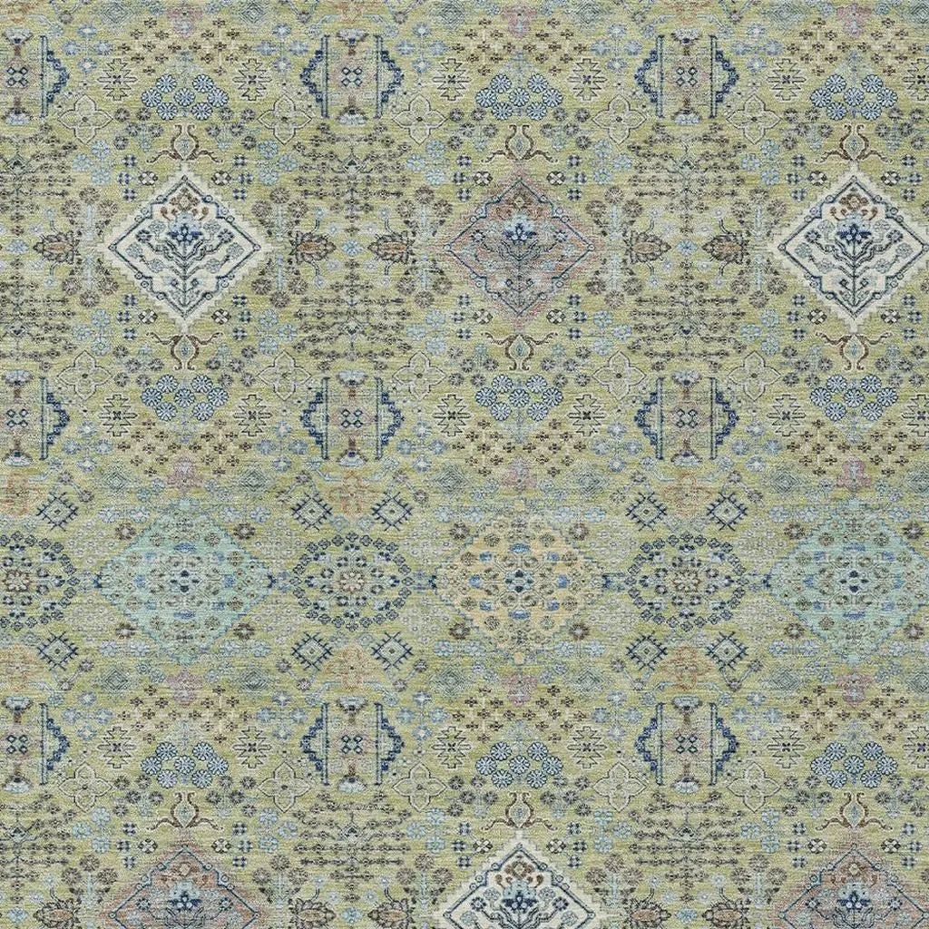 3' X 5' Green And Blue Oriental Washable Indoor Outdoor Area Rug Homeroots Outdoor
