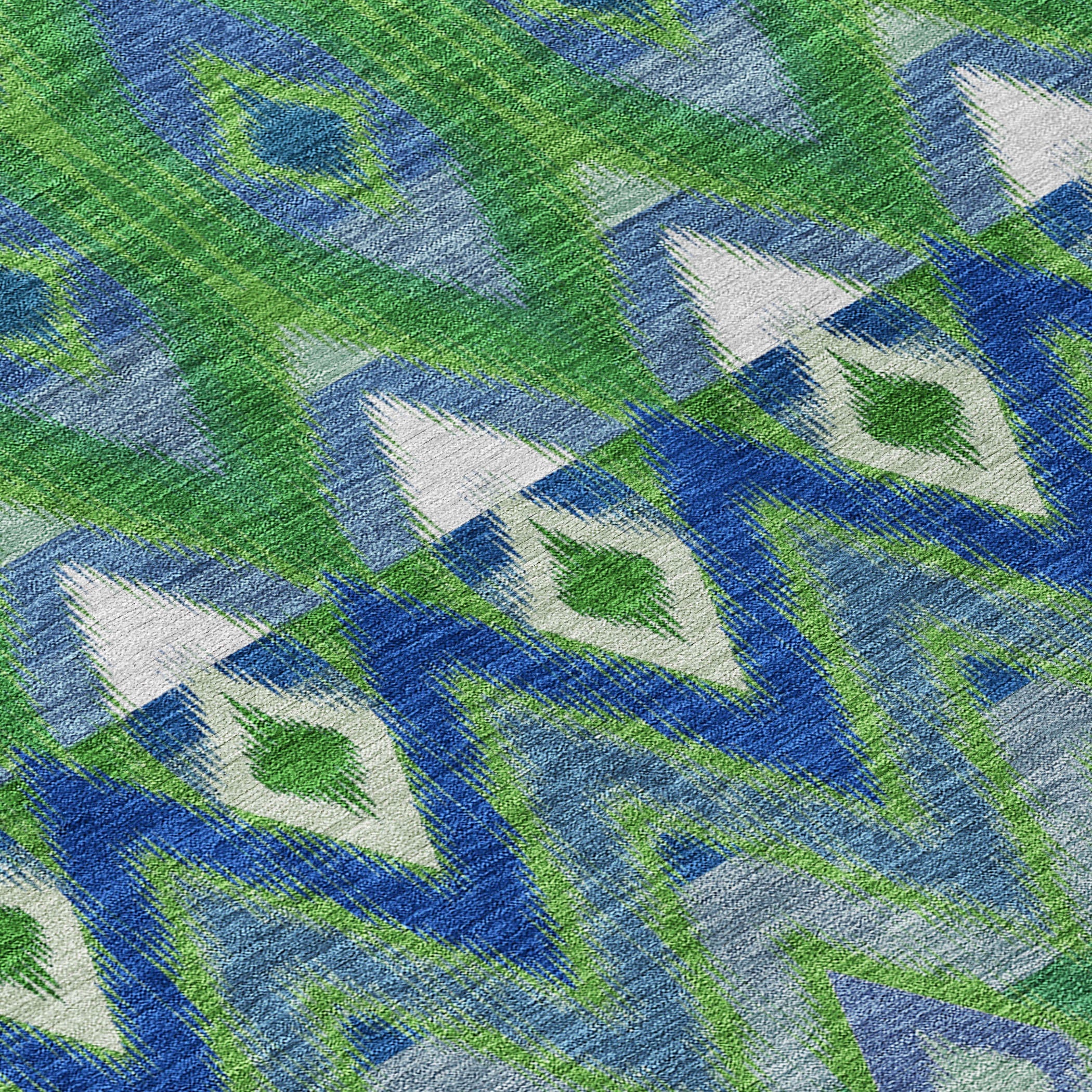 3' X 5' Green And Blue Southwestern Washable Indoor Outdoor Area Rug Homeroots Outdoor