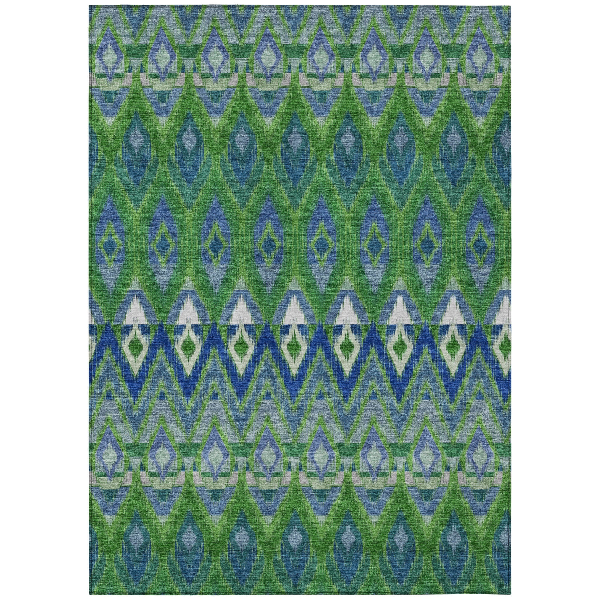3' X 5' Green And Blue Southwestern Washable Indoor Outdoor Area Rug Homeroots Outdoor