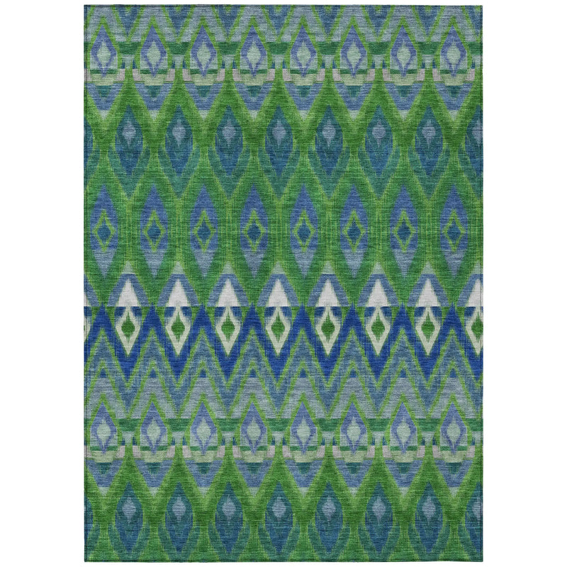 3' X 5' Green And Blue Southwestern Washable Indoor Outdoor Area Rug Homeroots Outdoor