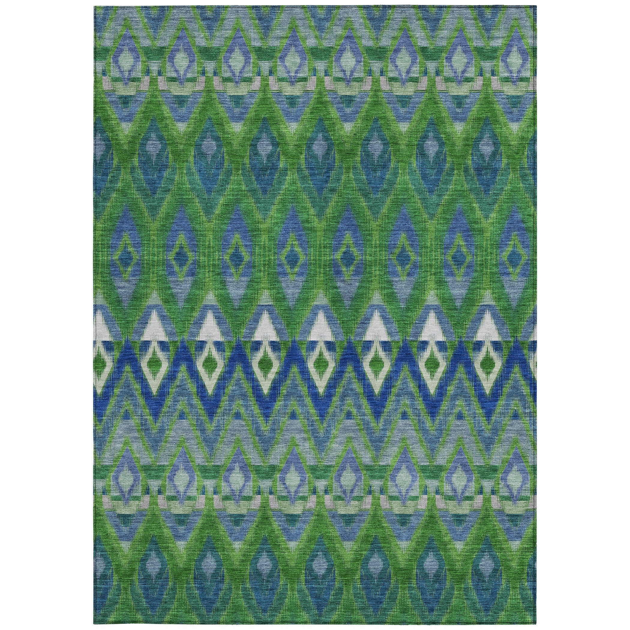 3' X 5' Green And Blue Southwestern Washable Indoor Outdoor Area Rug Homeroots Outdoor