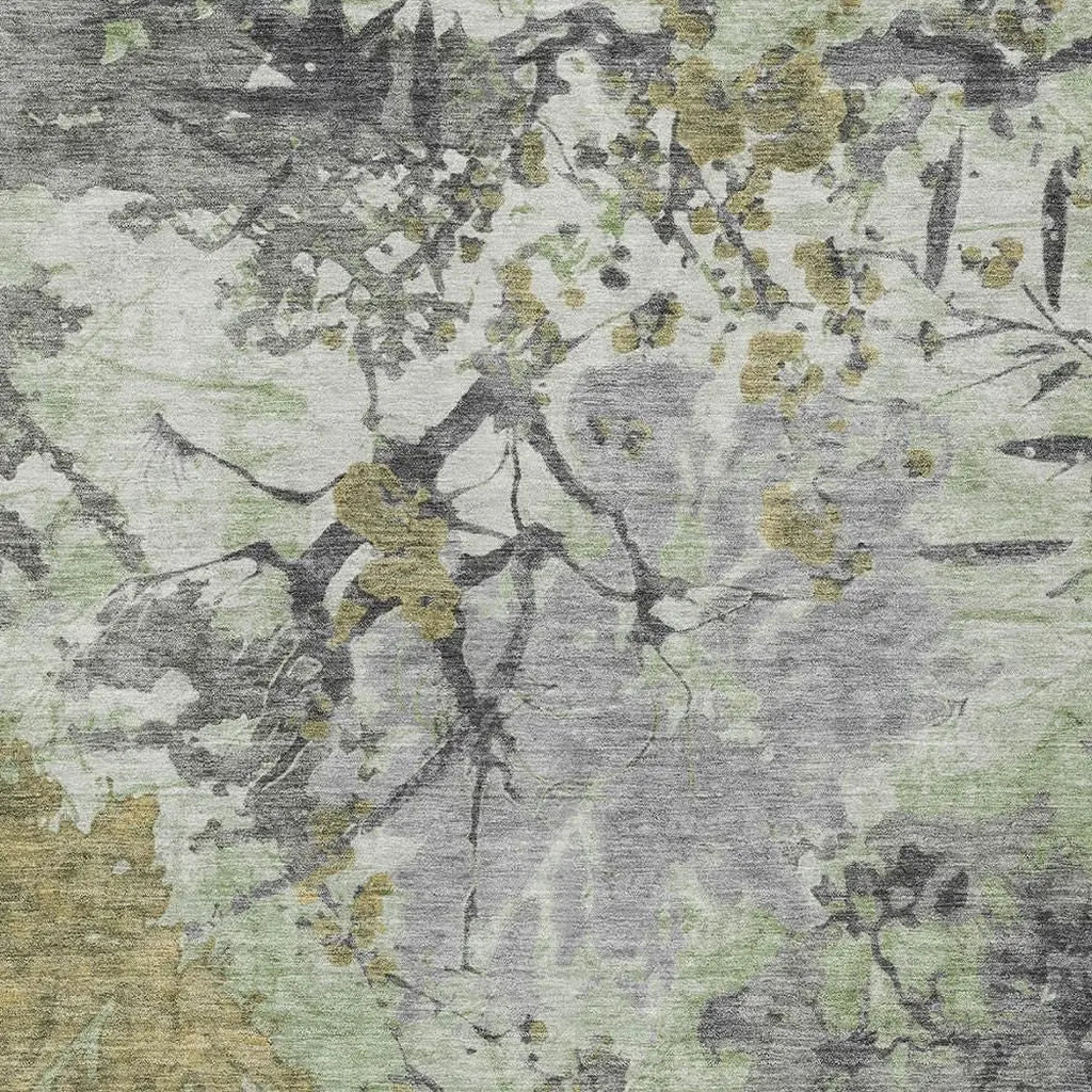 3' X 5' Green And Brown Abstract Washable Indoor Outdoor Area Rug Homeroots Outdoor