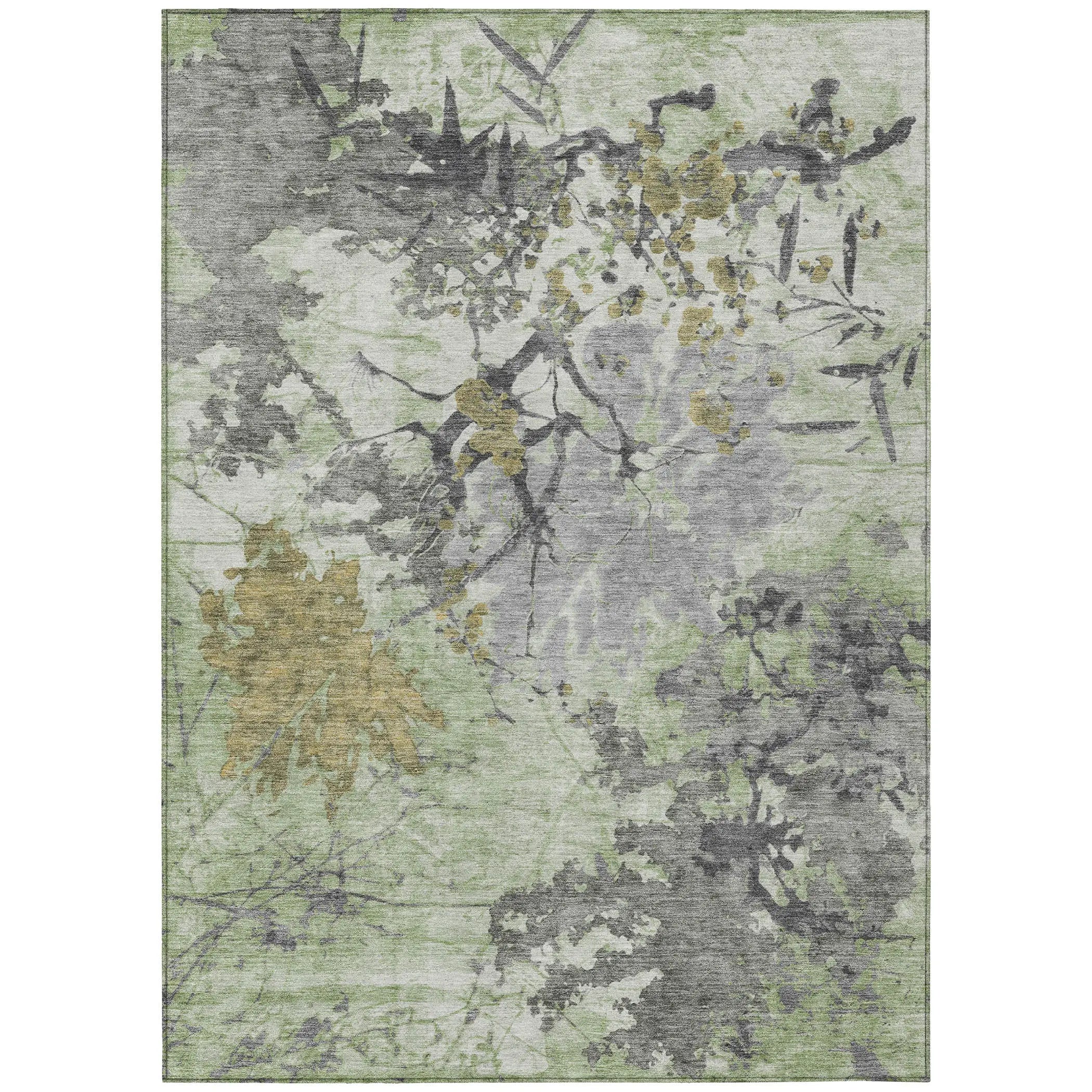 3' X 5' Green And Brown Abstract Washable Indoor Outdoor Area Rug Homeroots Outdoor