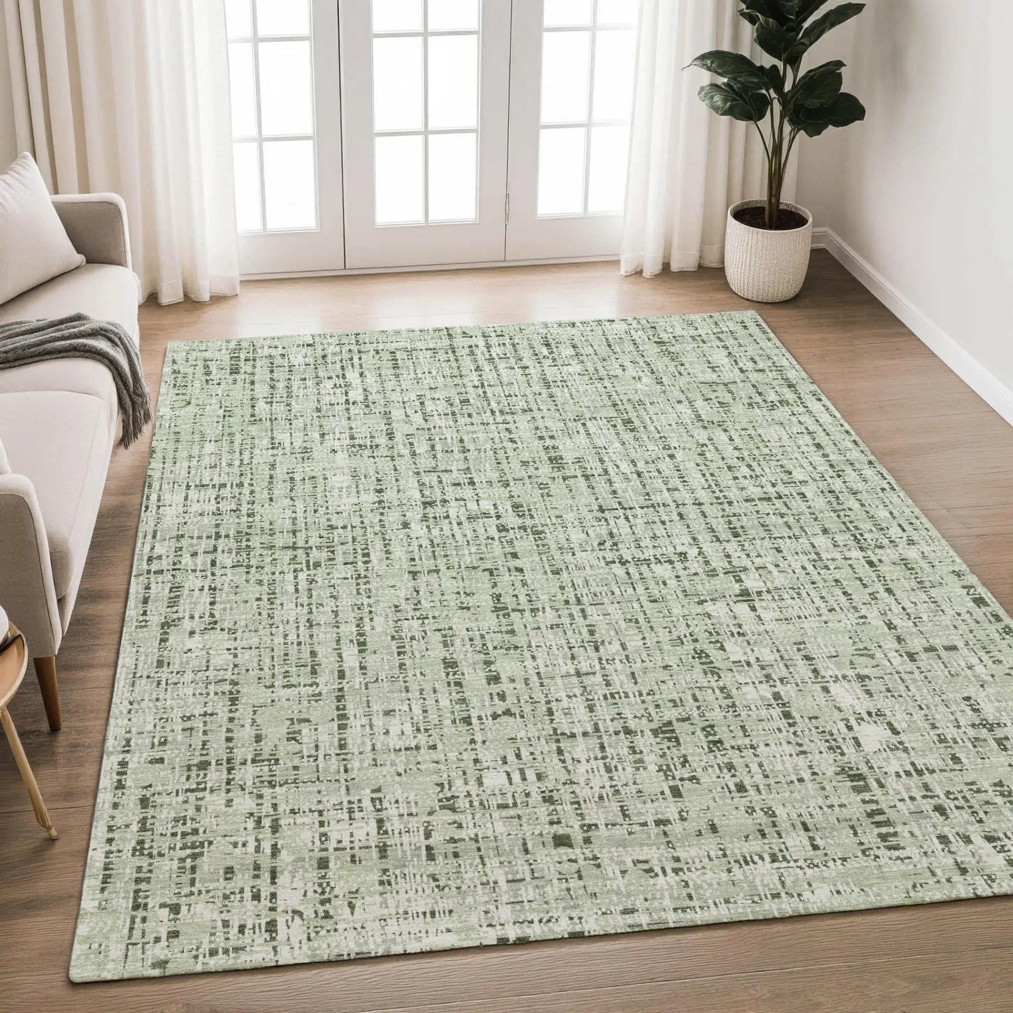 3' X 5' Green And Brown Abstract Washable Indoor Outdoor Area Rug Homeroots Outdoor