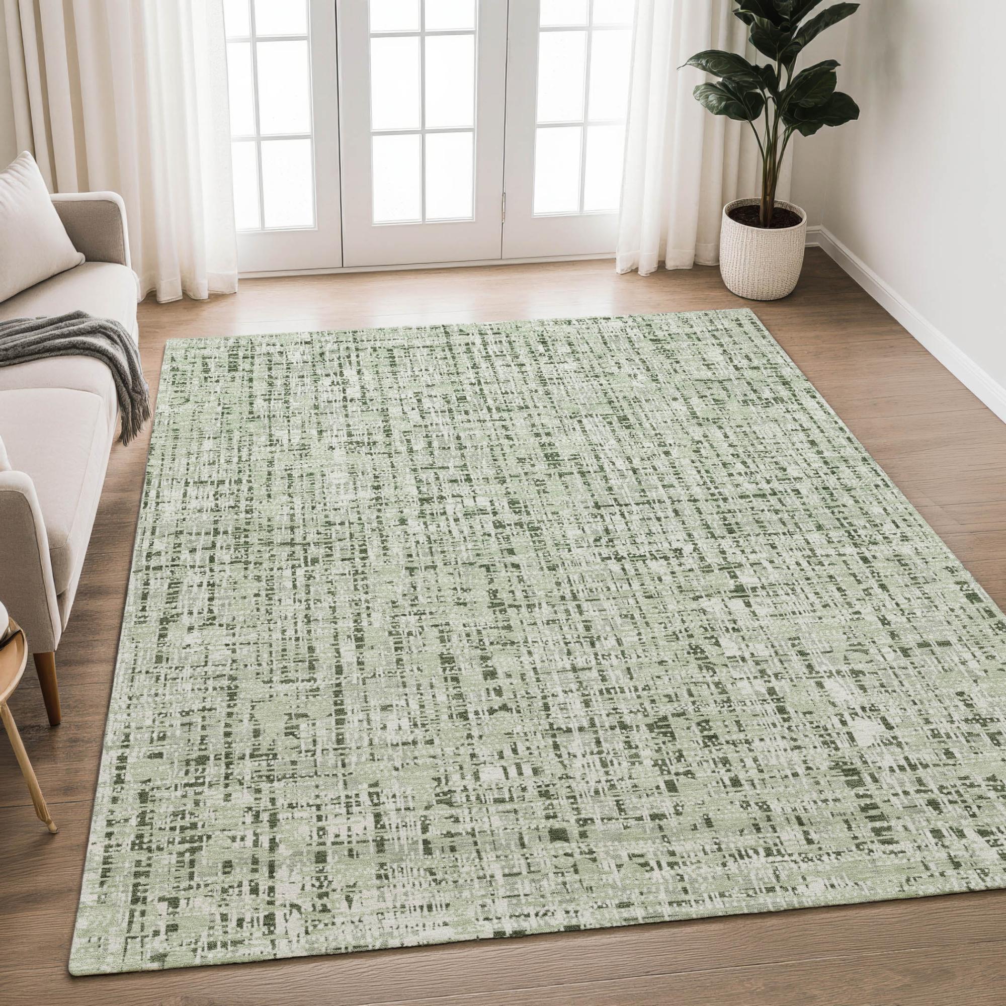 3' X 5' Green And Brown Abstract Washable Indoor Outdoor Area Rug Homeroots Outdoor