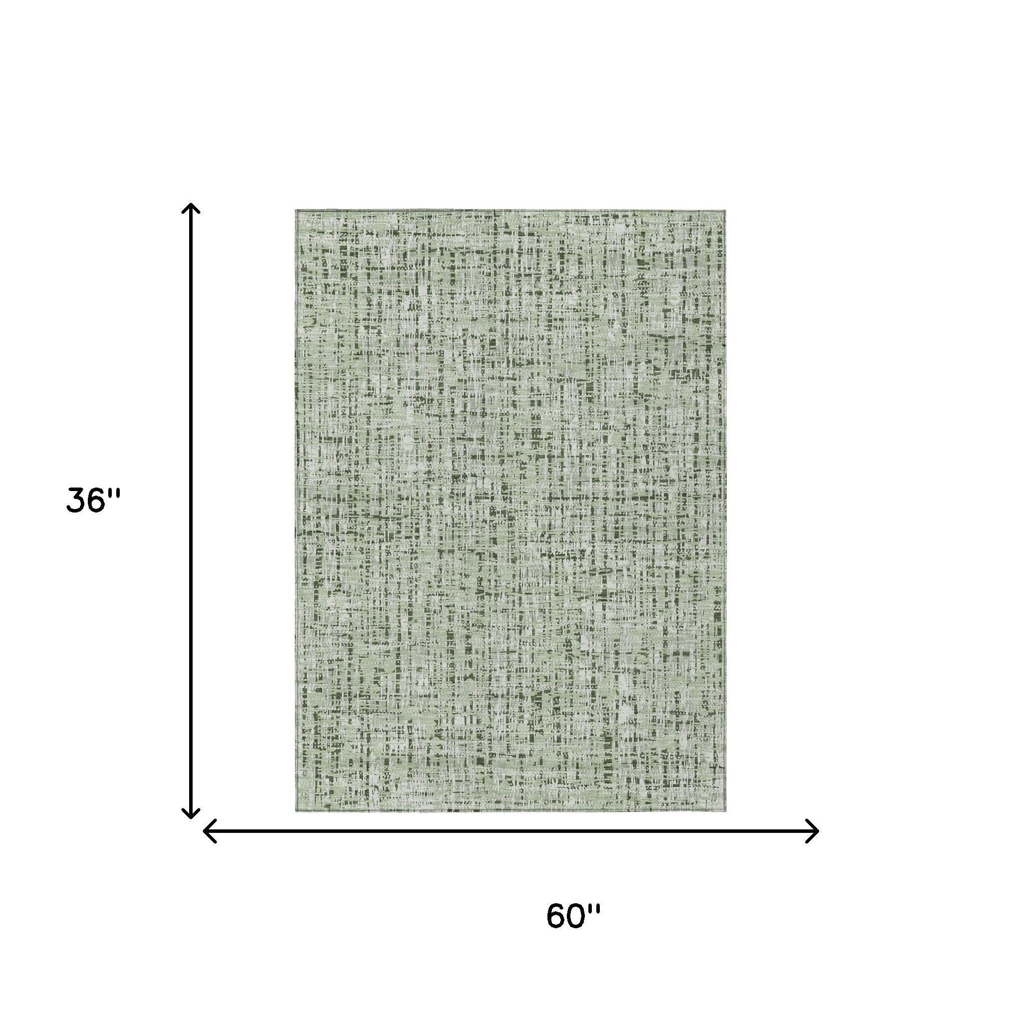 3' X 5' Green And Brown Abstract Washable Indoor Outdoor Area Rug Homeroots Outdoor