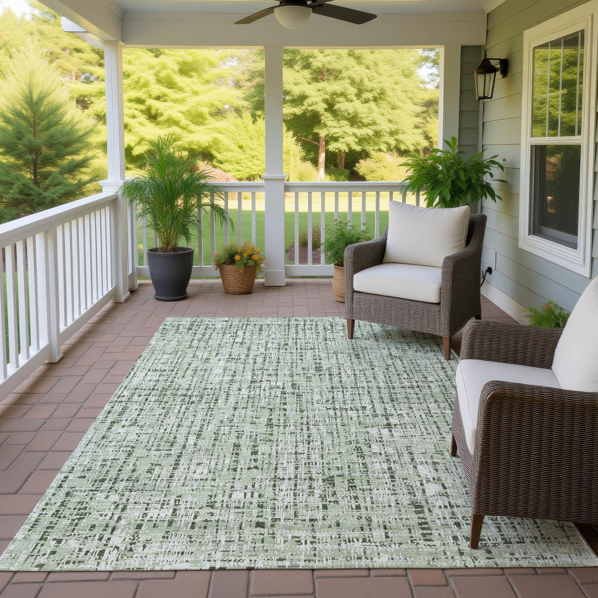 3' X 5' Green And Brown Abstract Washable Indoor Outdoor Area Rug Homeroots Outdoor