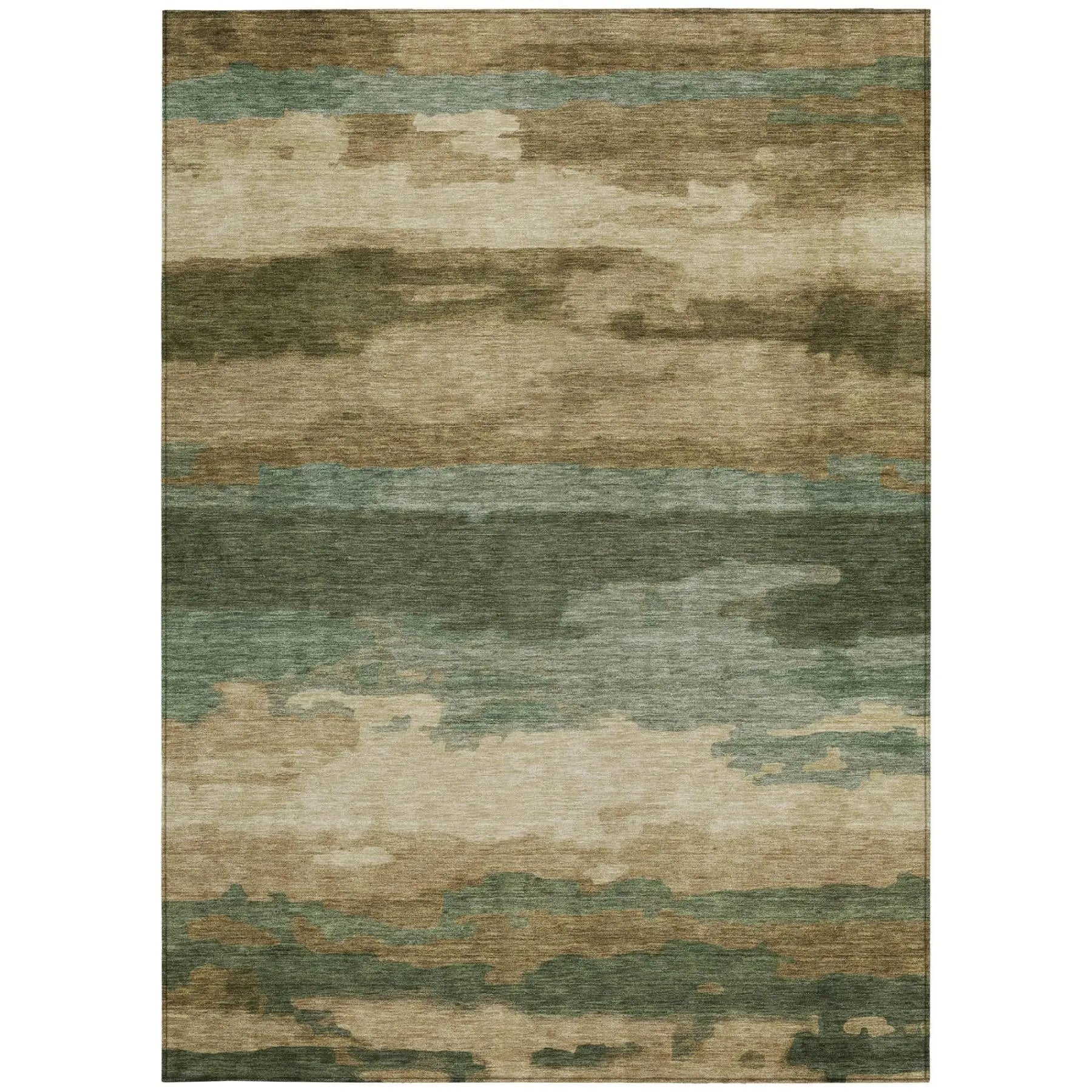 3' X 5' Green And Brown Abstract Washable Indoor Outdoor Area Rug Homeroots Outdoor