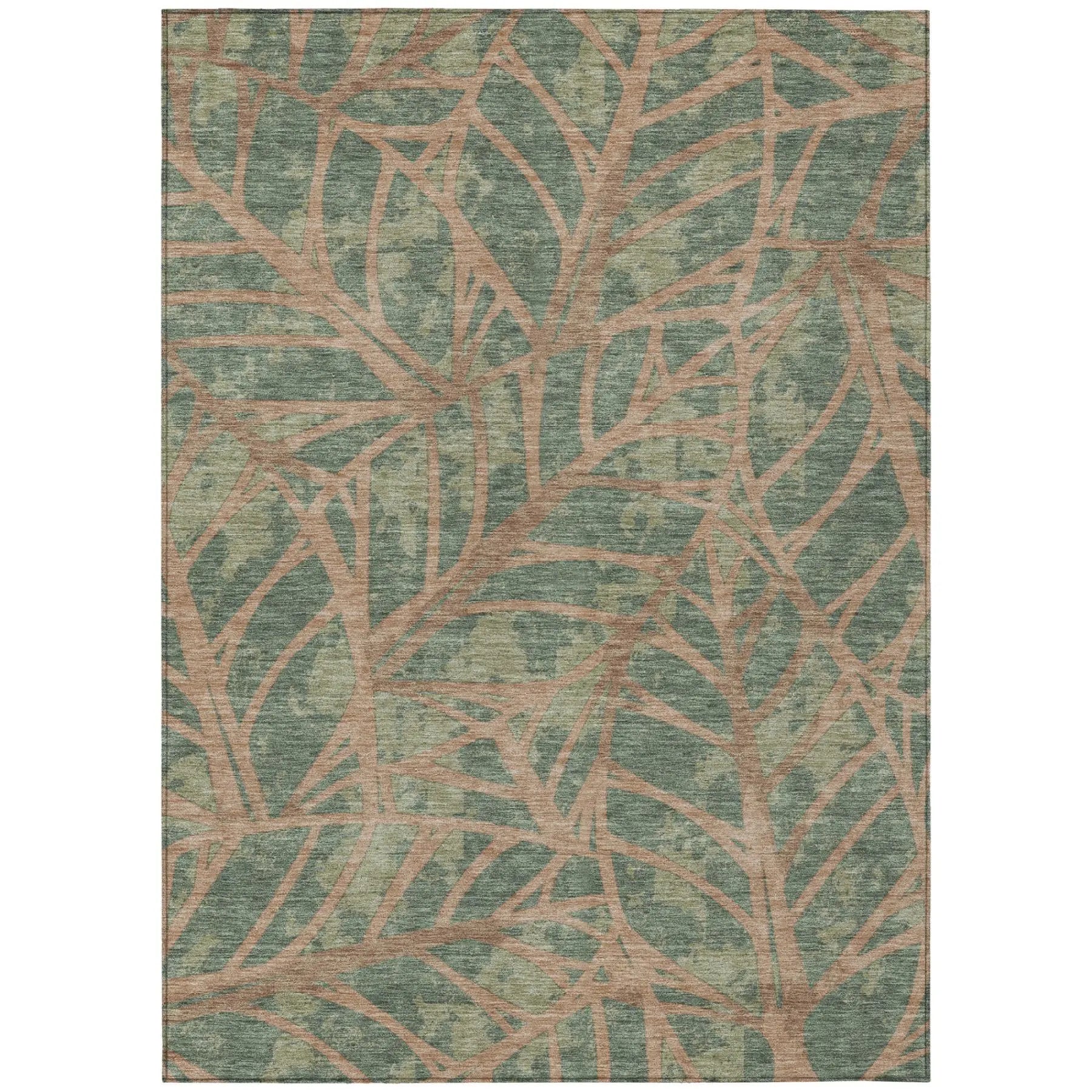 3' X 5' Green And Brown Floral Washable Indoor Outdoor Area Rug Homeroots Outdoor