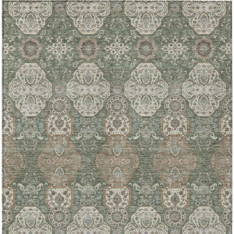 3' X 5' Green And Brown Floral Washable Indoor Outdoor Area Rug Homeroots Outdoor