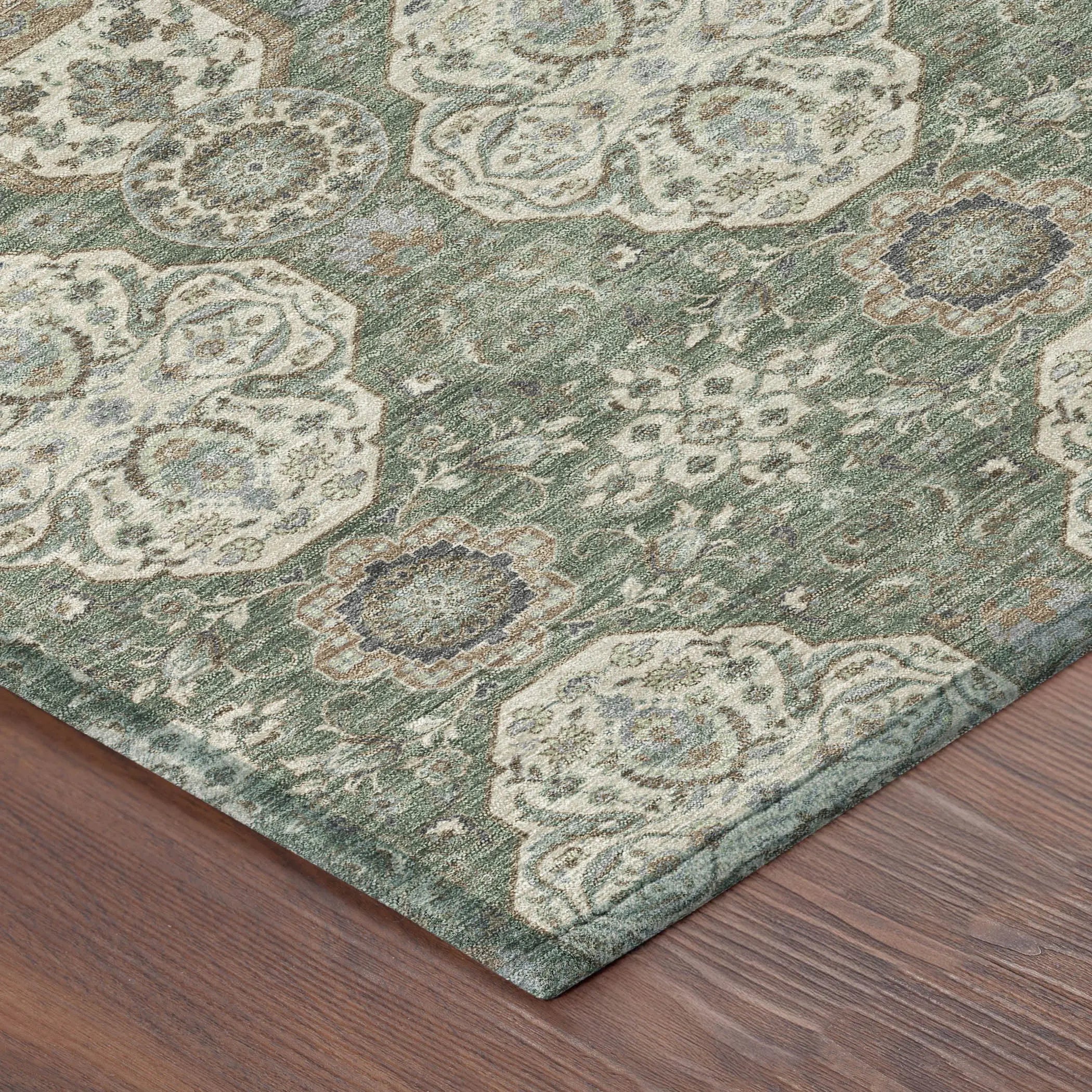 3' X 5' Green And Brown Floral Washable Indoor Outdoor Area Rug Homeroots Outdoor
