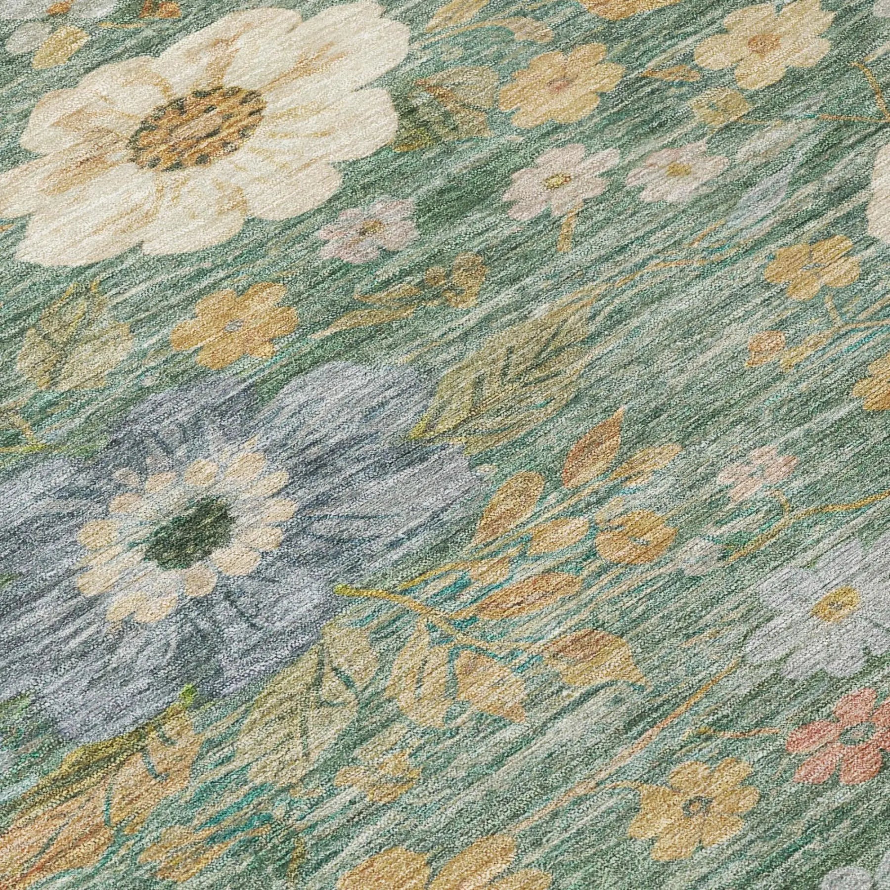 3' X 5' Green And Brown Floral Washable Indoor Outdoor Area Rug Homeroots Outdoor