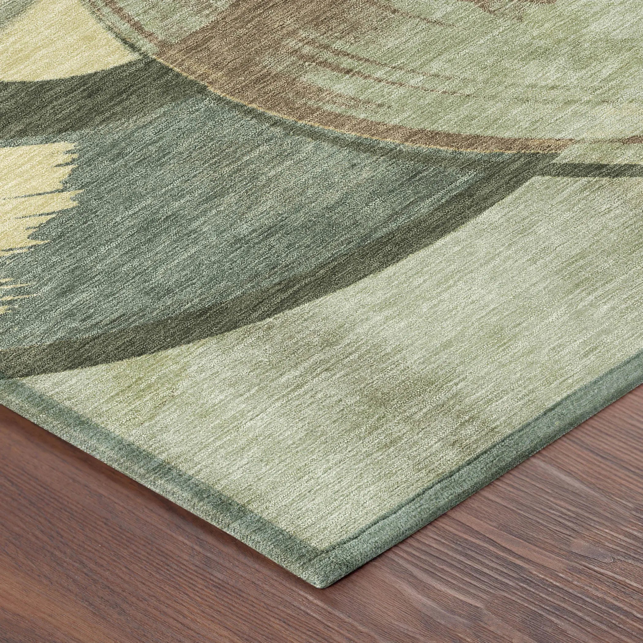 3' X 5' Green And Brown Geometric Washable Indoor Outdoor Area Rug Homeroots Outdoor