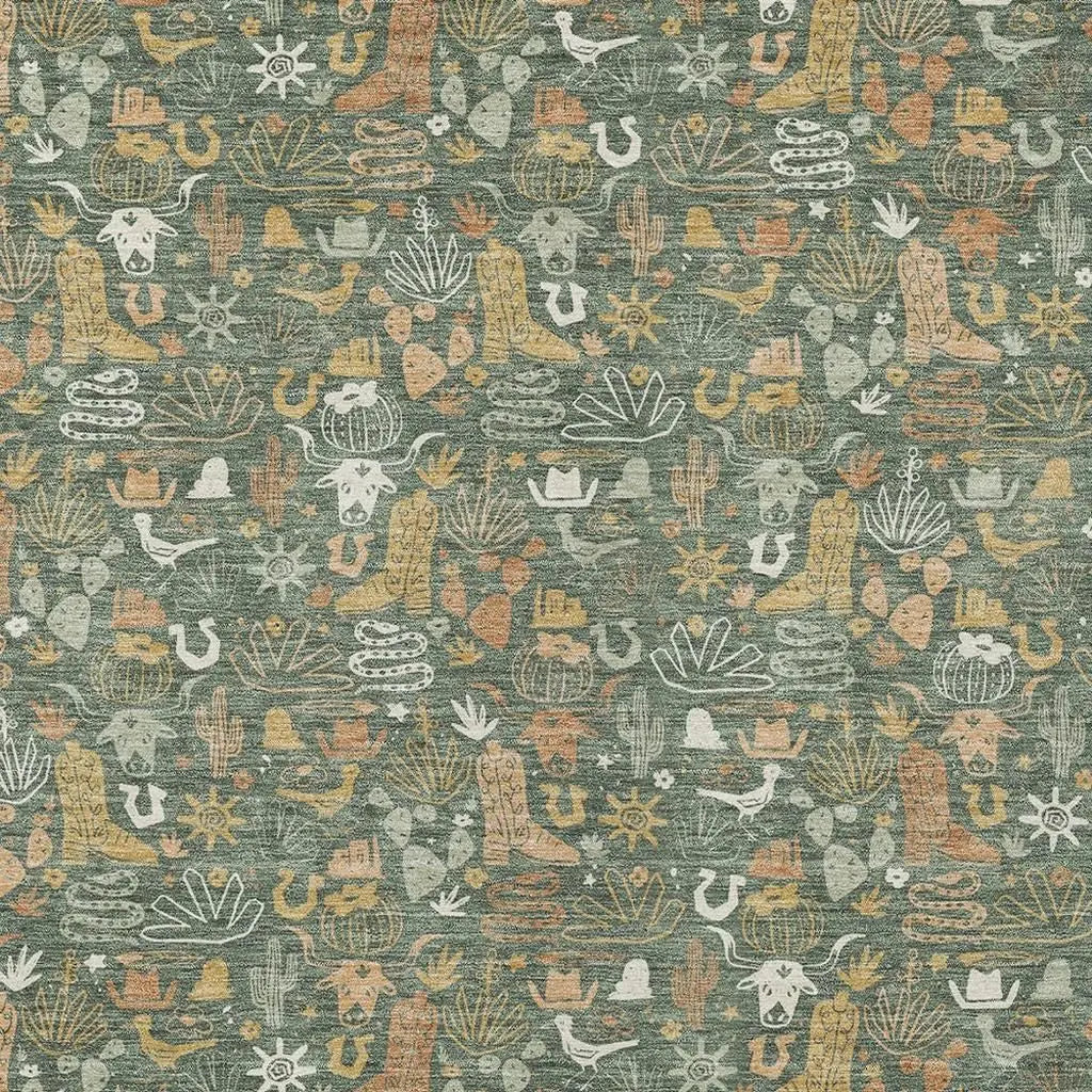 3' X 5' Green And Brown Stars Washable Indoor Outdoor Area Rug Homeroots Outdoor