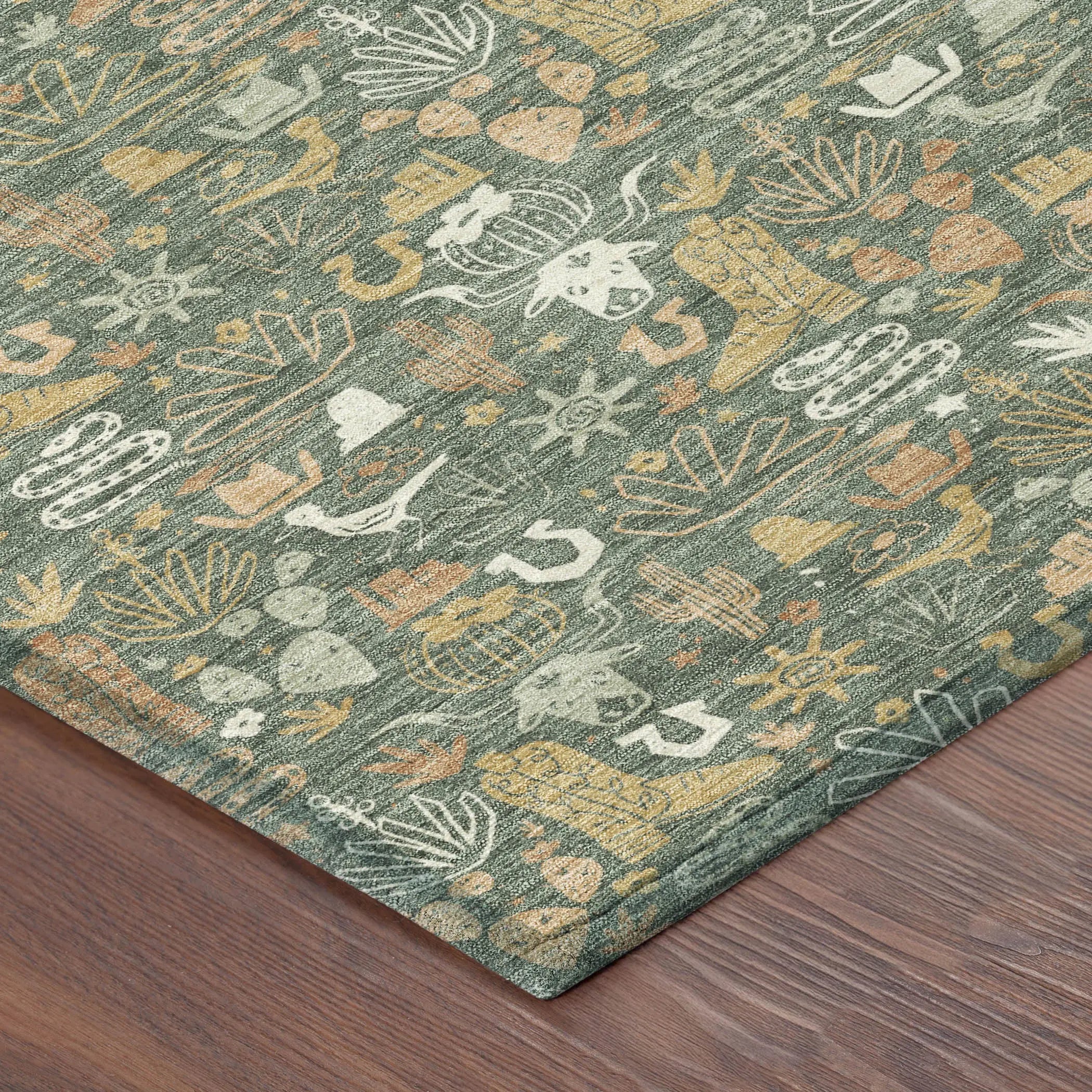 3' X 5' Green And Brown Stars Washable Indoor Outdoor Area Rug Homeroots Outdoor