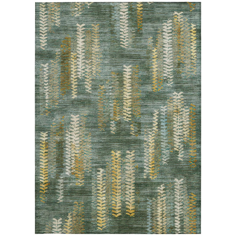 3' X 5' Green And Brown Striped Washable Indoor Outdoor Area Rug Homeroots Outdoor