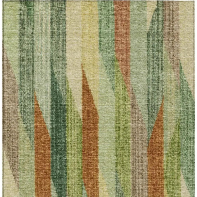 3' X 5' Green And Brown Striped Washable Indoor Outdoor Area Rug Homeroots Outdoor
