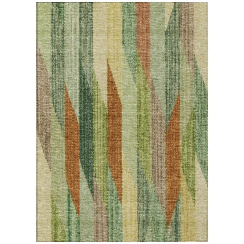 3' X 5' Green And Brown Striped Washable Indoor Outdoor Area Rug Homeroots Outdoor
