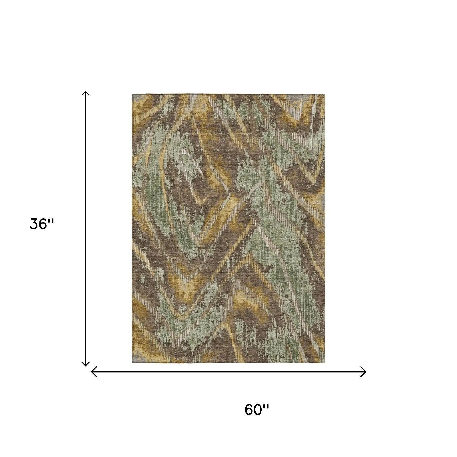 3' X 5' Green And Chocolate Abstract Washable Indoor Outdoor Area Rug Homeroots Outdoor